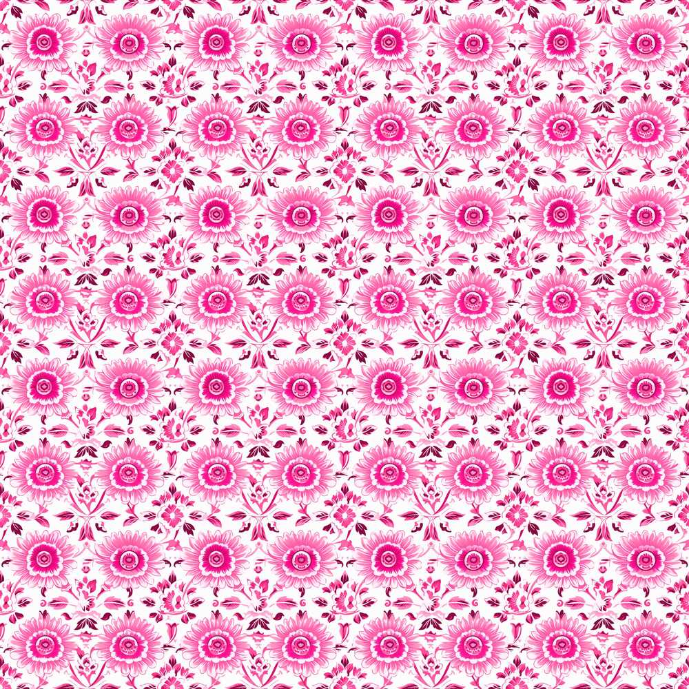 Bright Pink Floral Folk Art with Decorative Blossoms Seamless