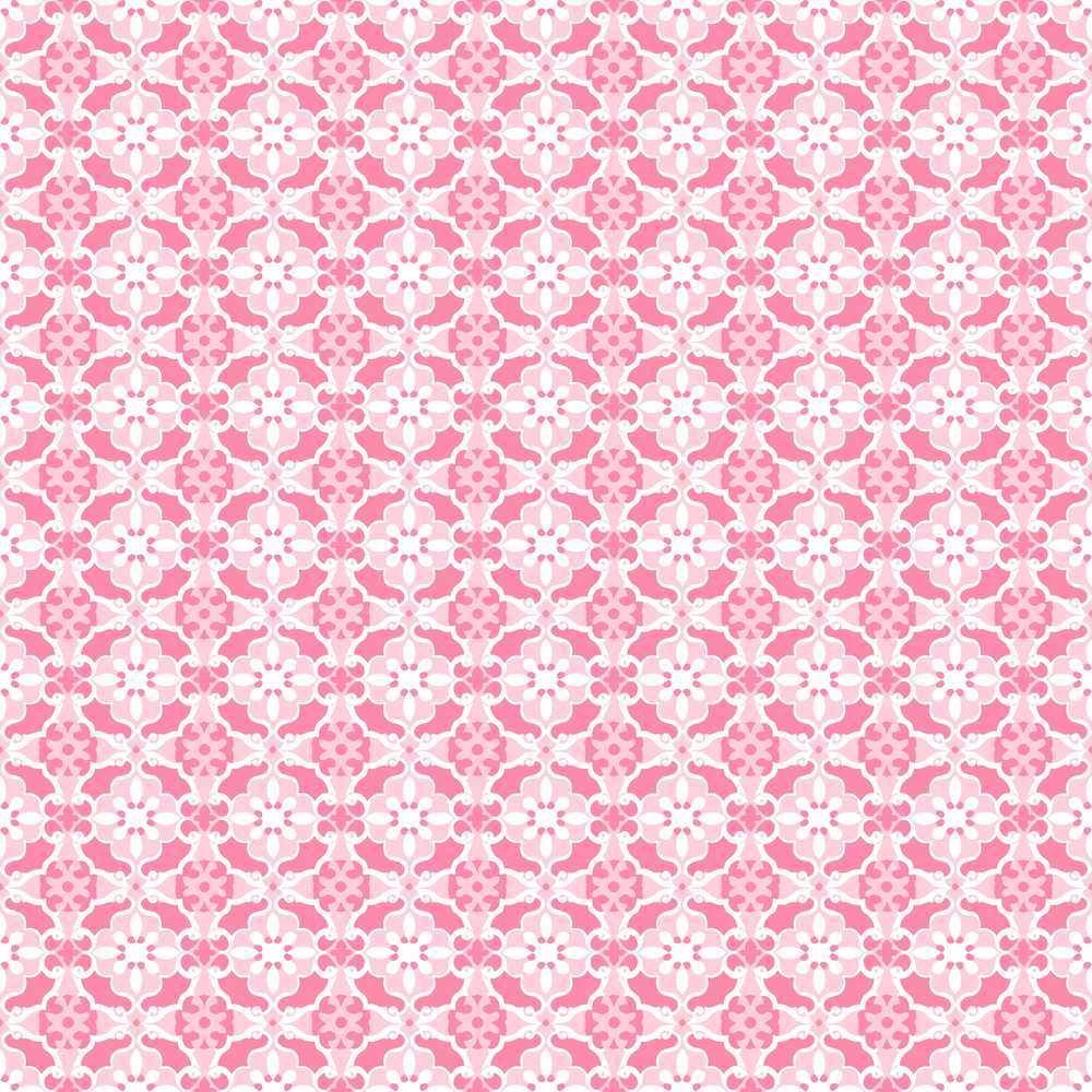 Geometric Floral Tile in Soft Pink and White Symmetrical