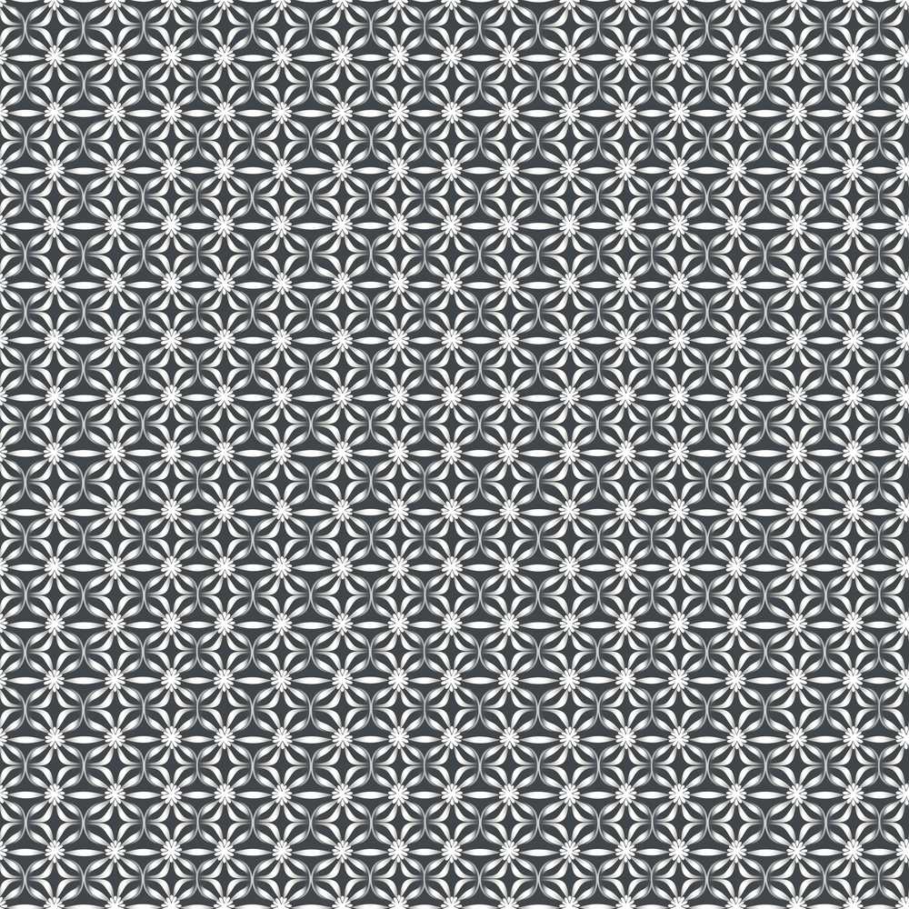 Modern Grey Geometric Flower Lattice Symmetrical Seamless Wildflower Pattern