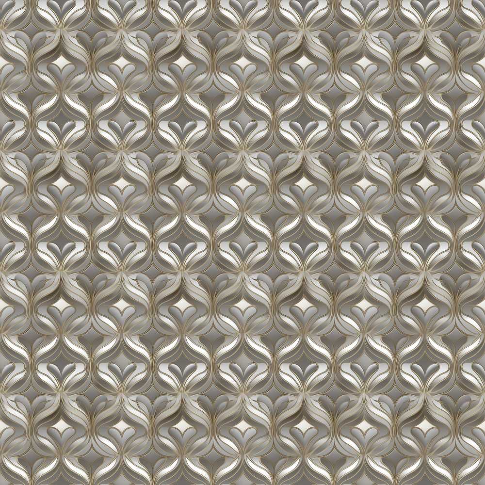 Elegant Geometric Heart Motif in Neutral Beige and Grey Seamless