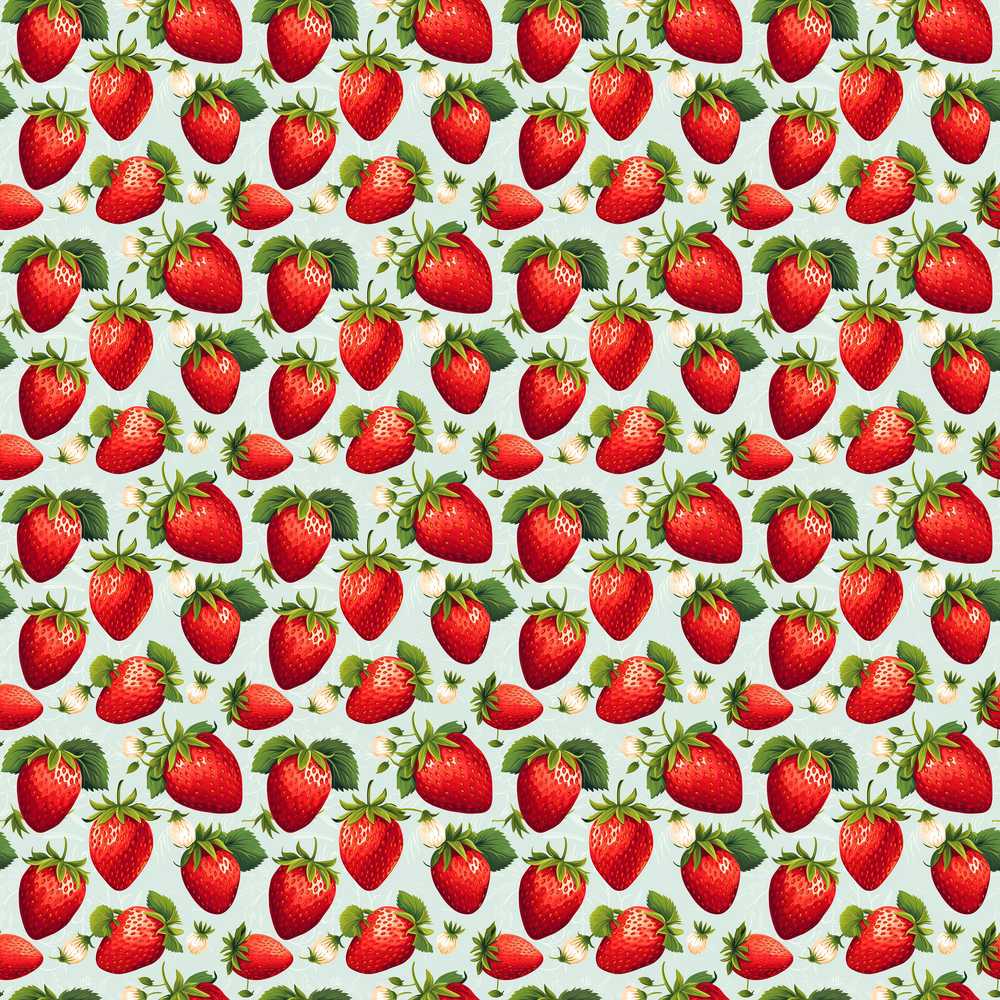 Fresh Strawberries and Leaves on Soft Sage Green Background