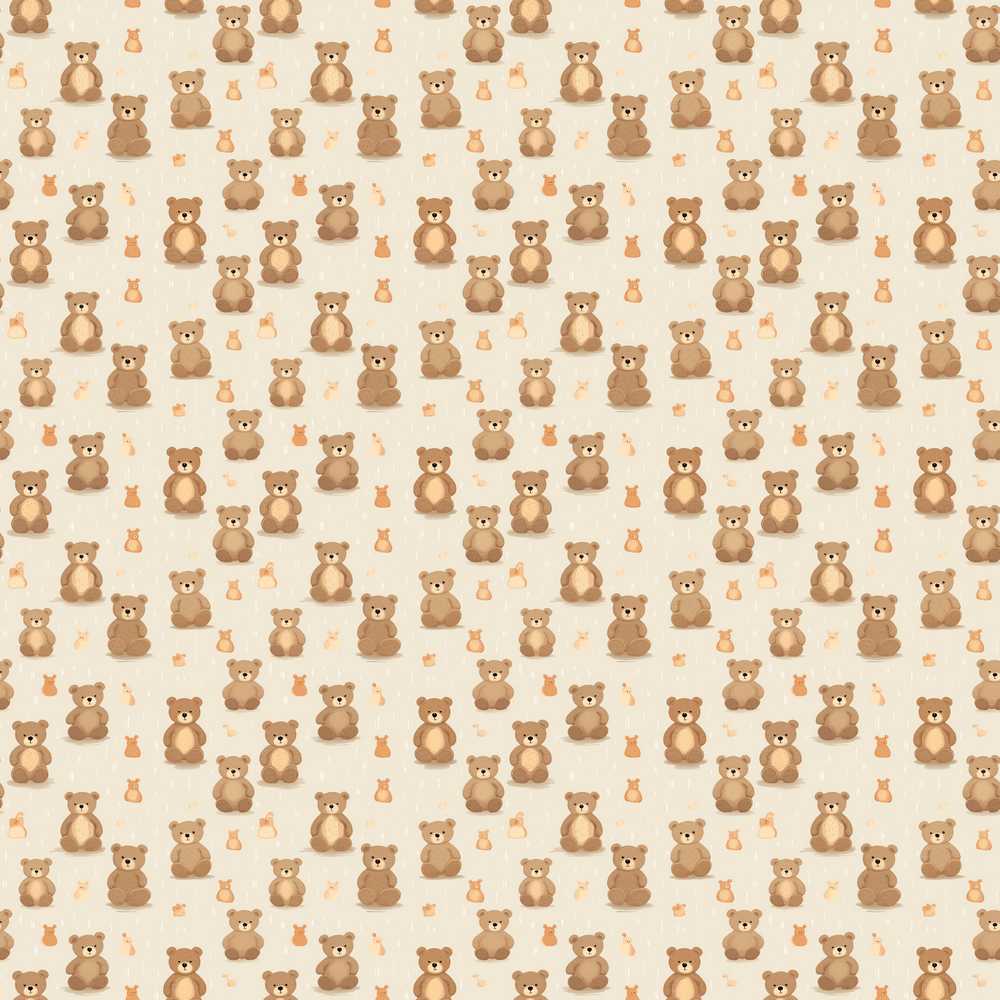 Cute Teddy Bear Minimal Nursery Illustration Repeat Pattern