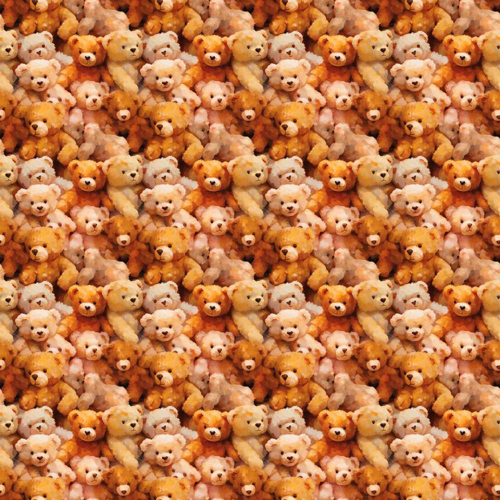 Soft Watercolor Teddy Bear Cluster Illustration Repeat Pattern