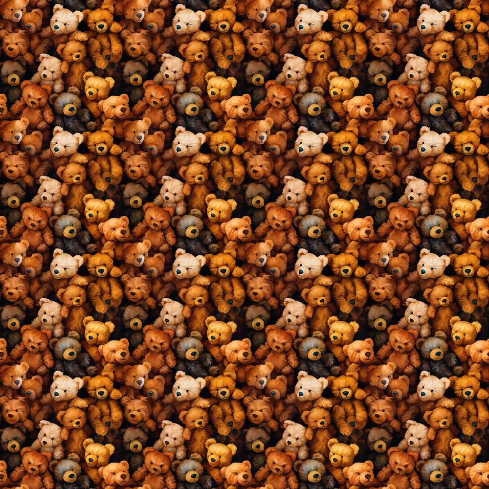 Realistic Plush Teddy Bear Collection Warm Tones Illustration