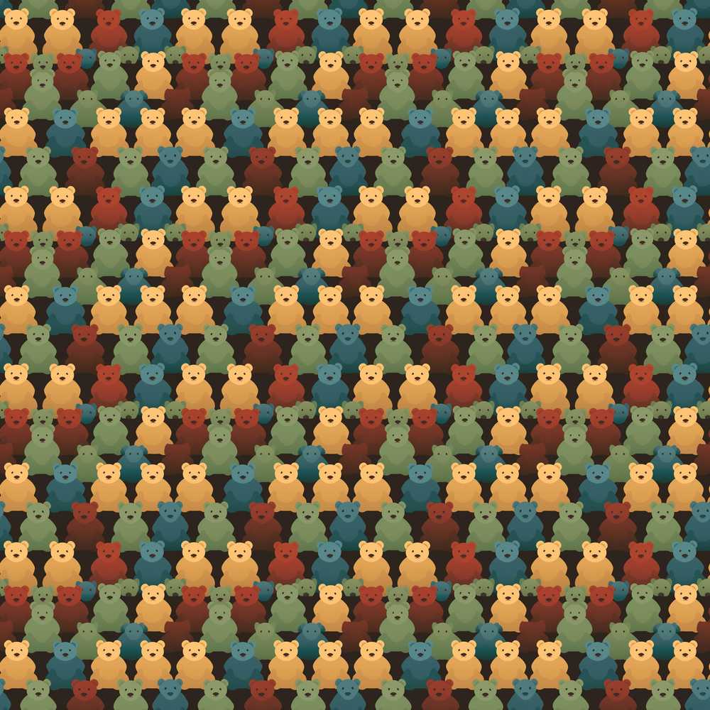 Colorful Teddy Bear Rows Minimal Style Illustration Repeat