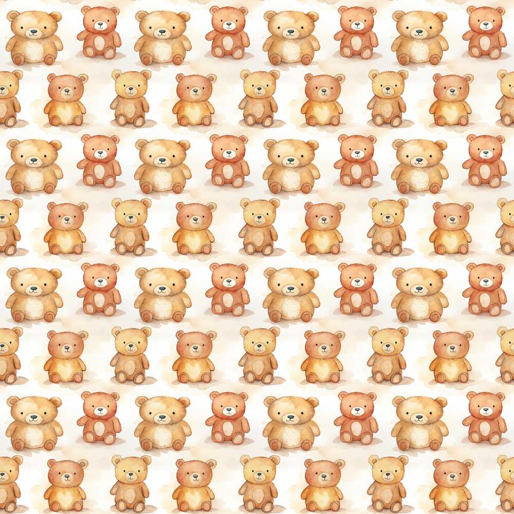 Watercolor Cute Teddy Bear Soft Pastel Illustration Repeat