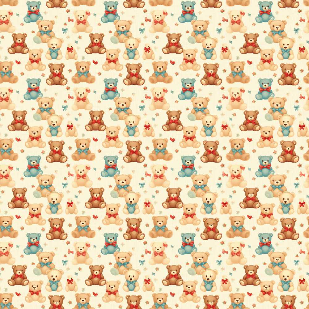 Cute Multicolor Teddy Bears with Bows and Floral Accents