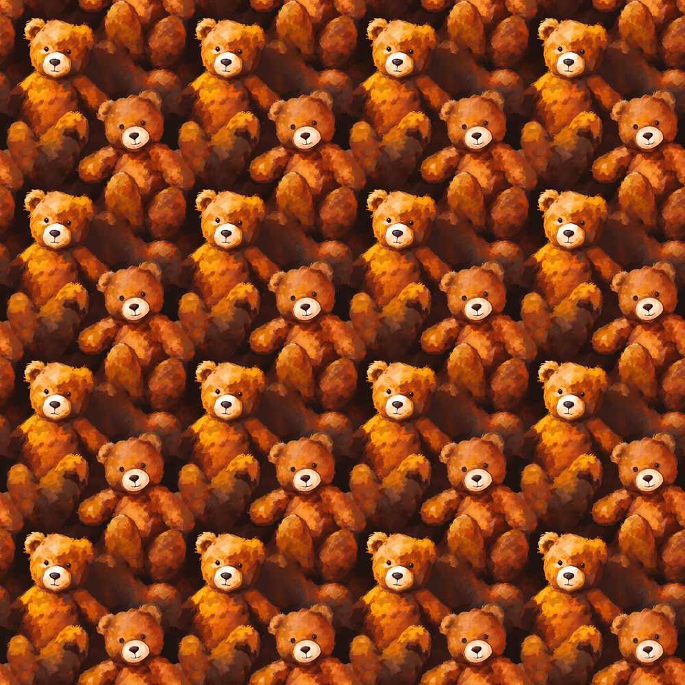 Warm Brown Teddy Bear Painterly Style Illustration Repeat