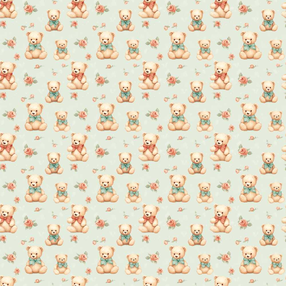 Soft Teddy Bears with Bows and Rose Flowers Wildflower