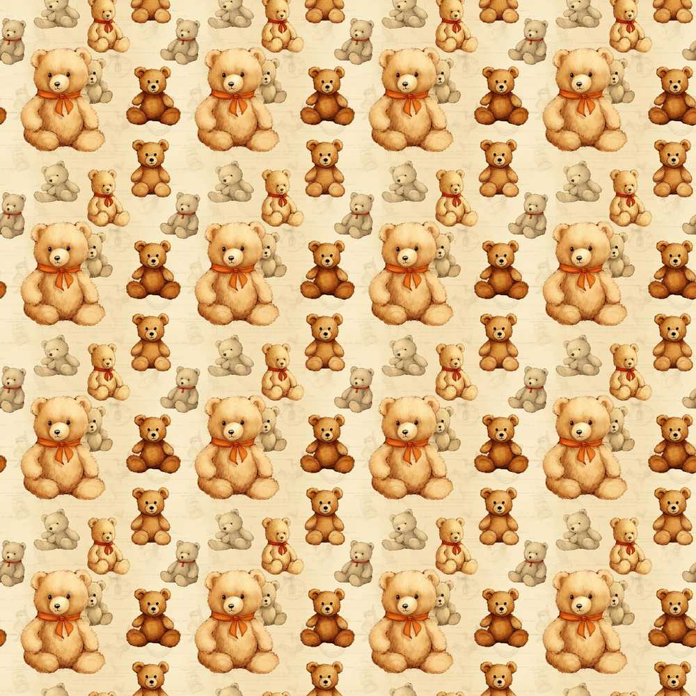 Cute Teddy Bears with Soft Neutral Background Illustration