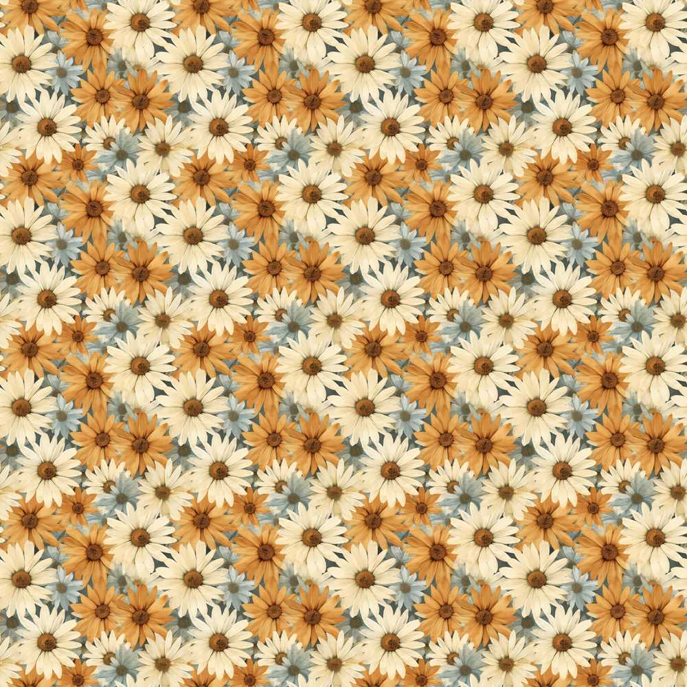 Rustic Orange and Cream Daisy Floral Wildflower Pattern Botanical
