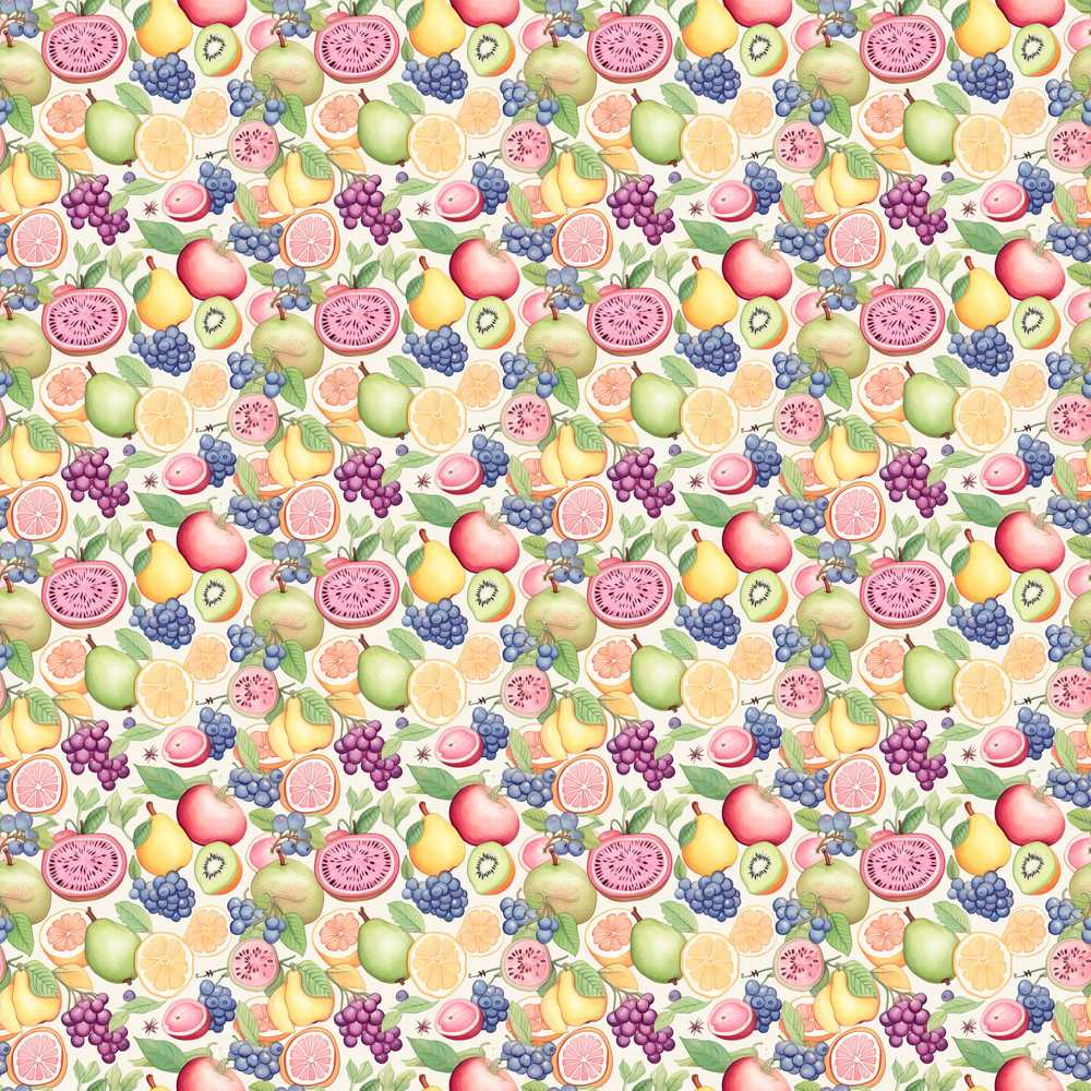 Colorful Watercolor Exotic Fruit Mix with Citrus and Berries