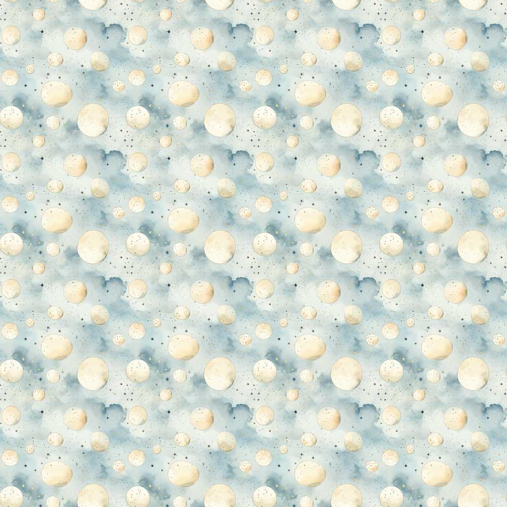 Soft Beige Moon and Cloud Watercolor Cosmic Illustration
