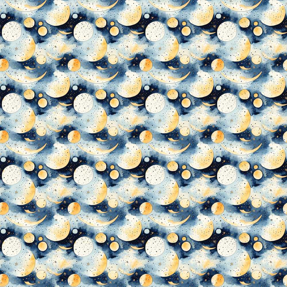 Golden Moon and Celestial Watercolor Night Sky Cosmic
