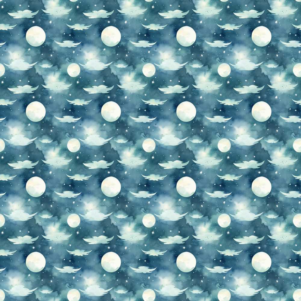 Dreamy Night Sky Clouds and Full Moon Cosmic