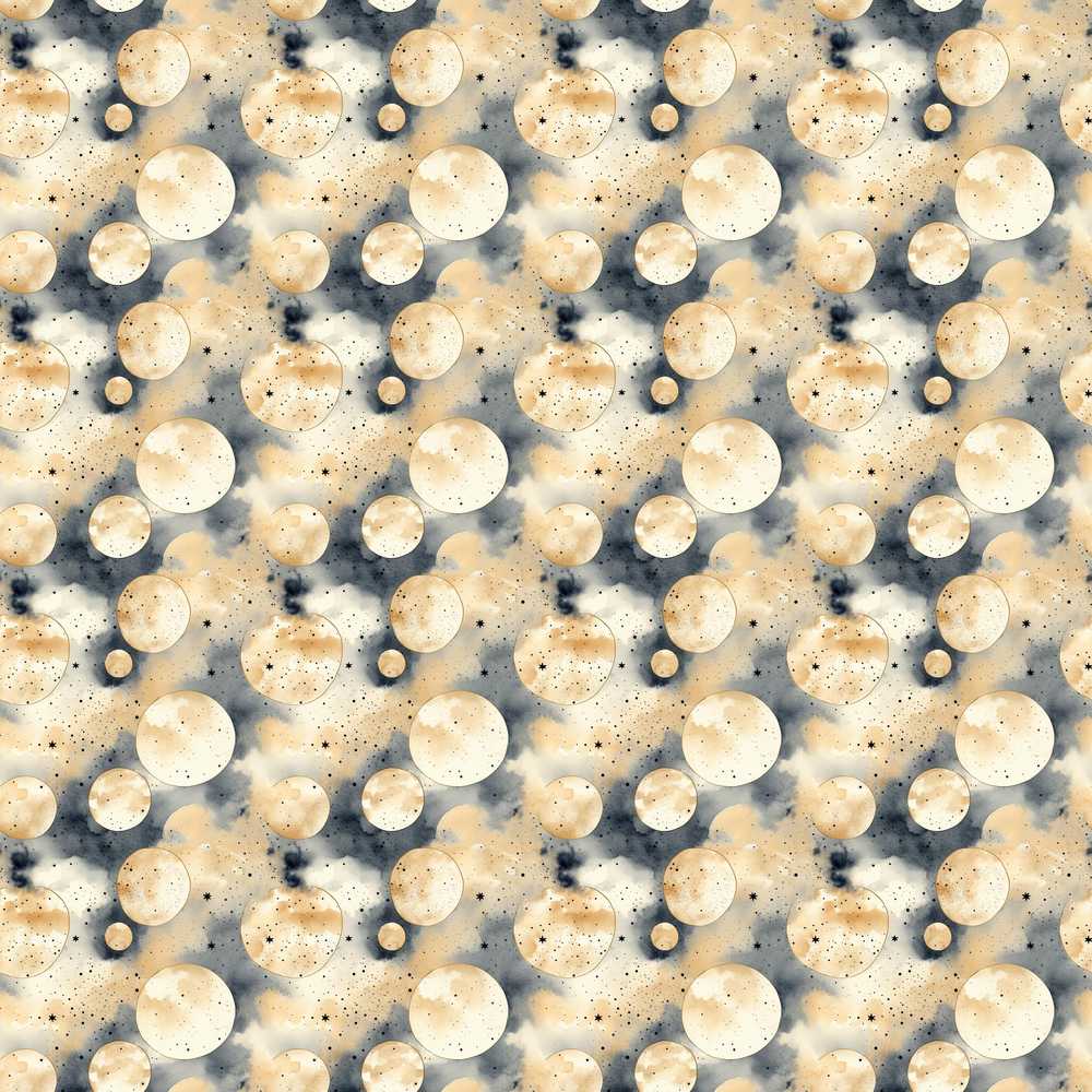 Neutral Beige Celestial Moon and Stars Cosmic Illustration