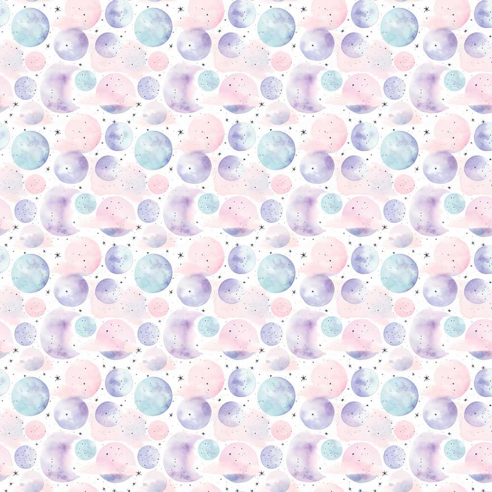 Soft Pastel Galaxy Circles and Stars Cosmic Illustration