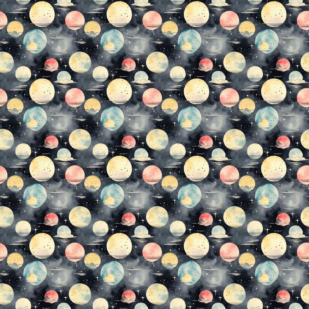 Colorful Planet Space Galaxy Cosmic Illustration Pattern Design