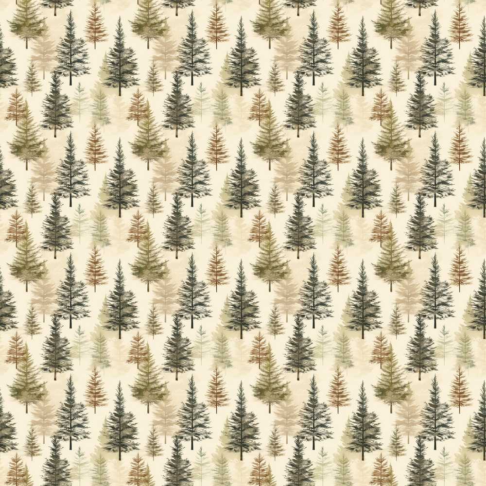 Autumn Pine Forest Soft Neutral Background Decorative Repeat