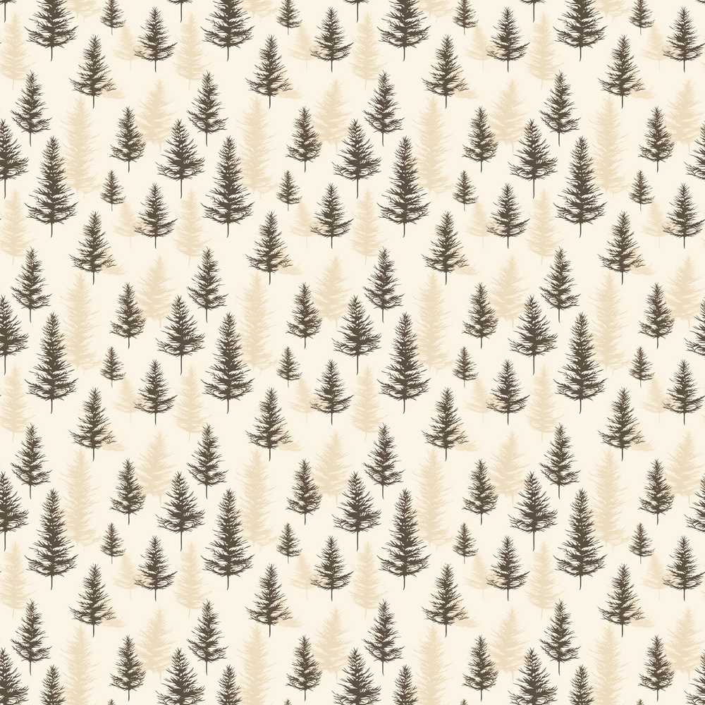 Minimal Pine Trees Beige Shadow Background Decorative Repeat