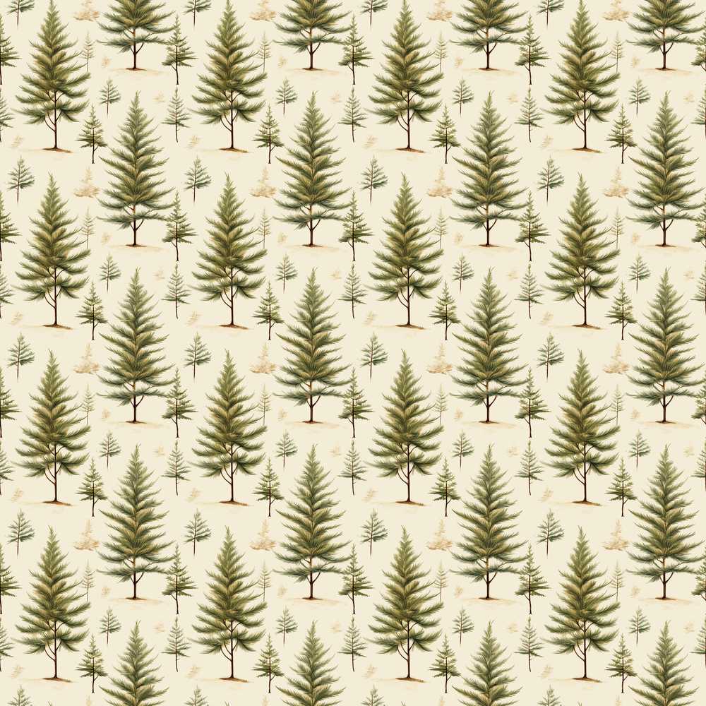 Natural Evergreen Forest Cream Background Decorative Repeat Pattern