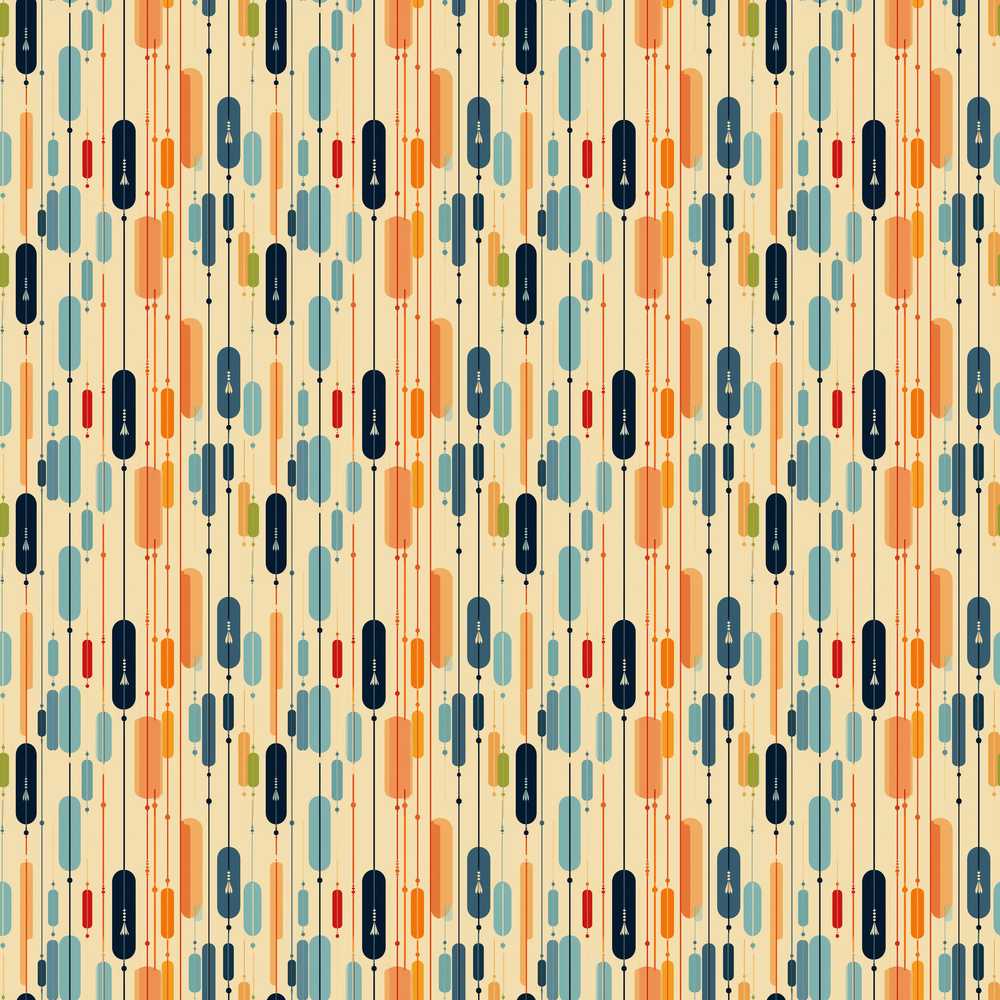 Geometric Capsule Shapes Vertical Lines Repeat Pattern Decorative