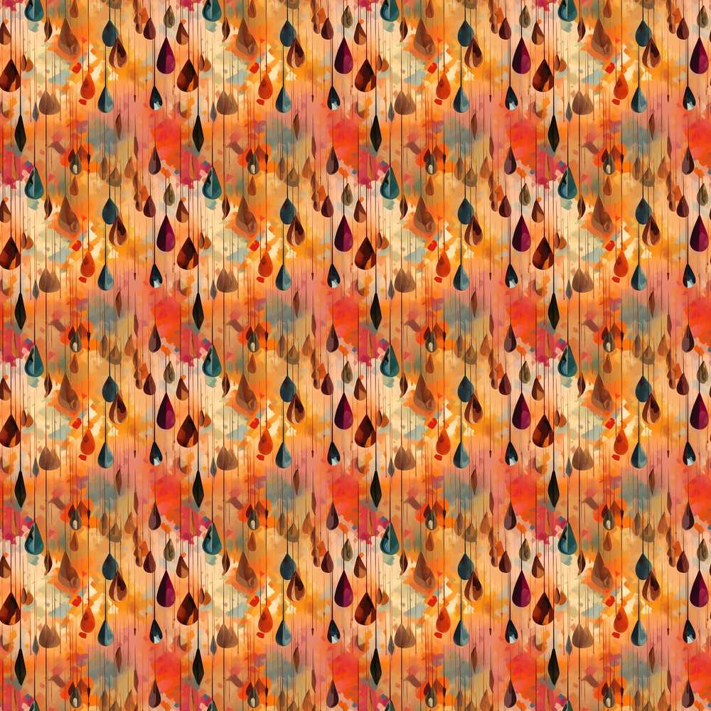 Warm Autumn Raindrop Abstract Watercolor Art Texture Pattern