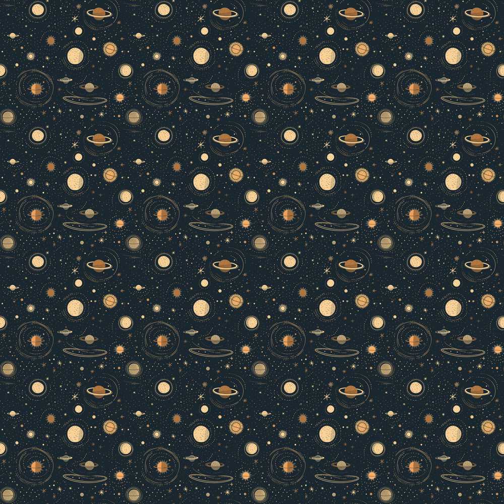 Solar System Space Objects Cosmic Illustration Pattern Design