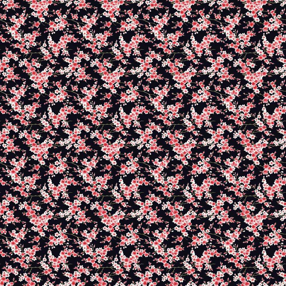 Pink Cherry Blossom Floral Dark Background Wildflower Pattern Botanical