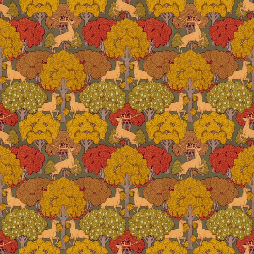 Autumn Forest Deer with Golden Trees Woodland Decorative