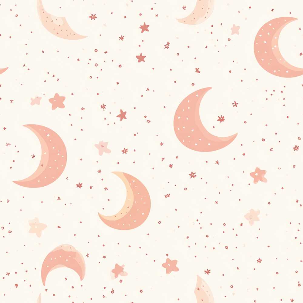 Soft Pink Crescent Moon and Stars Minimal Cosmic