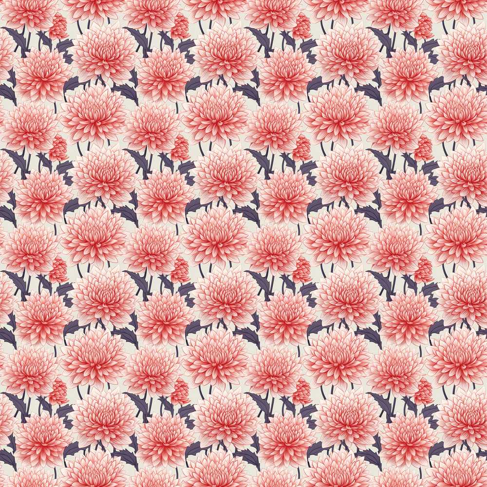 Soft Coral Dahlia Flower Garden Wildflower Pattern Botanical