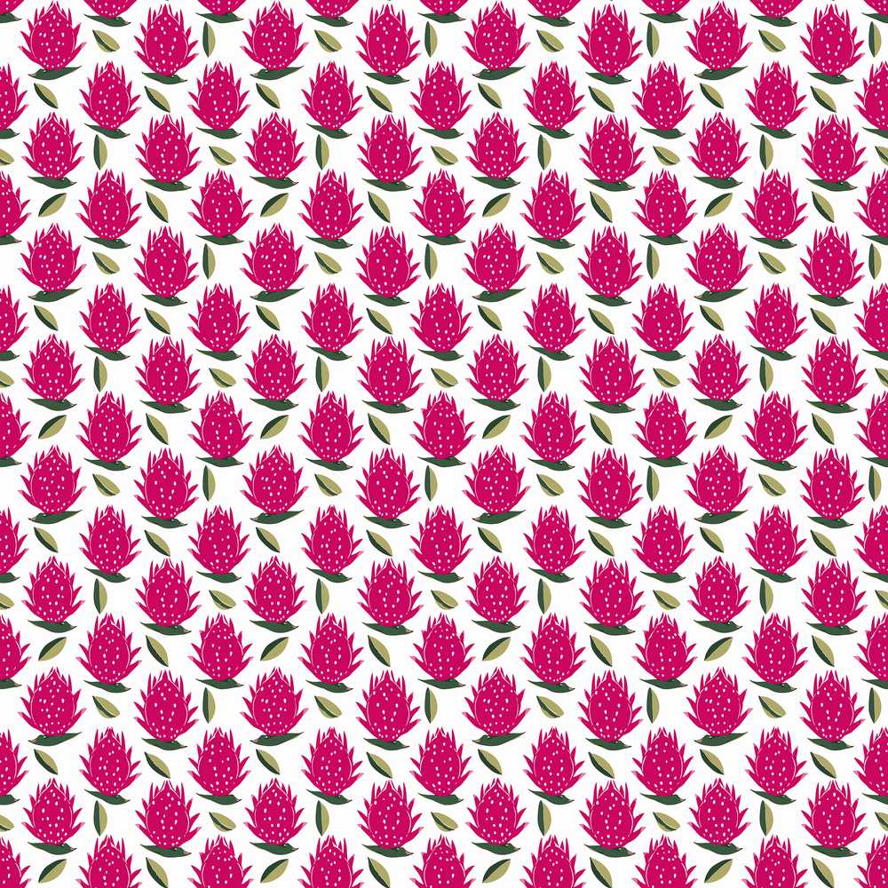 Stylized Dragon Fruit Botanical Wildflower Pattern Decorative