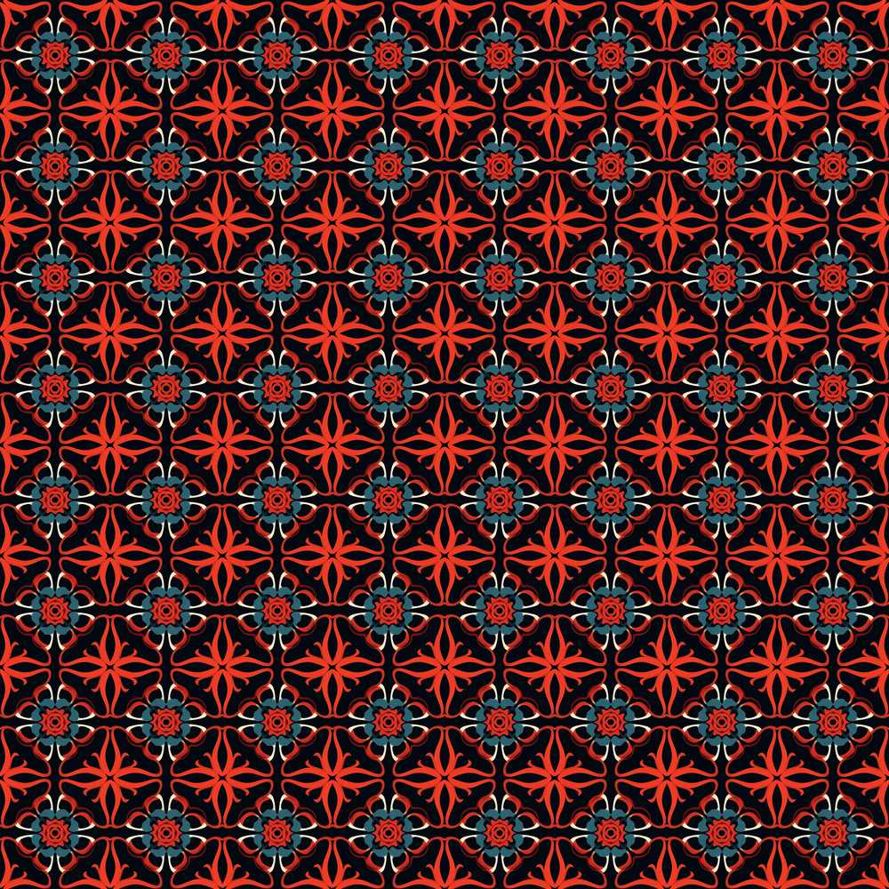 Vintage Floral Tile Geometric Wildflower Pattern Botanical