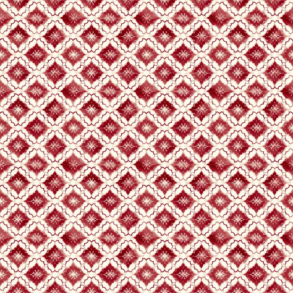Geometric Red Tile Moroccan Style Repeat Pattern Decorative