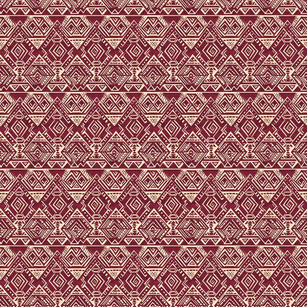 Tribal Red Geometric Aztec Style Repeat Pattern Decorative