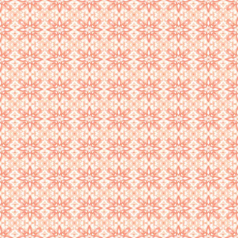 Peach Floral Geometric Tile Wildflower Pattern Botanical
