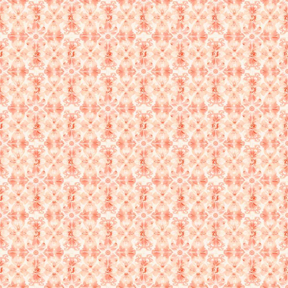 Soft Coral Decorative Damask Floral Wildflower Pattern Botanical