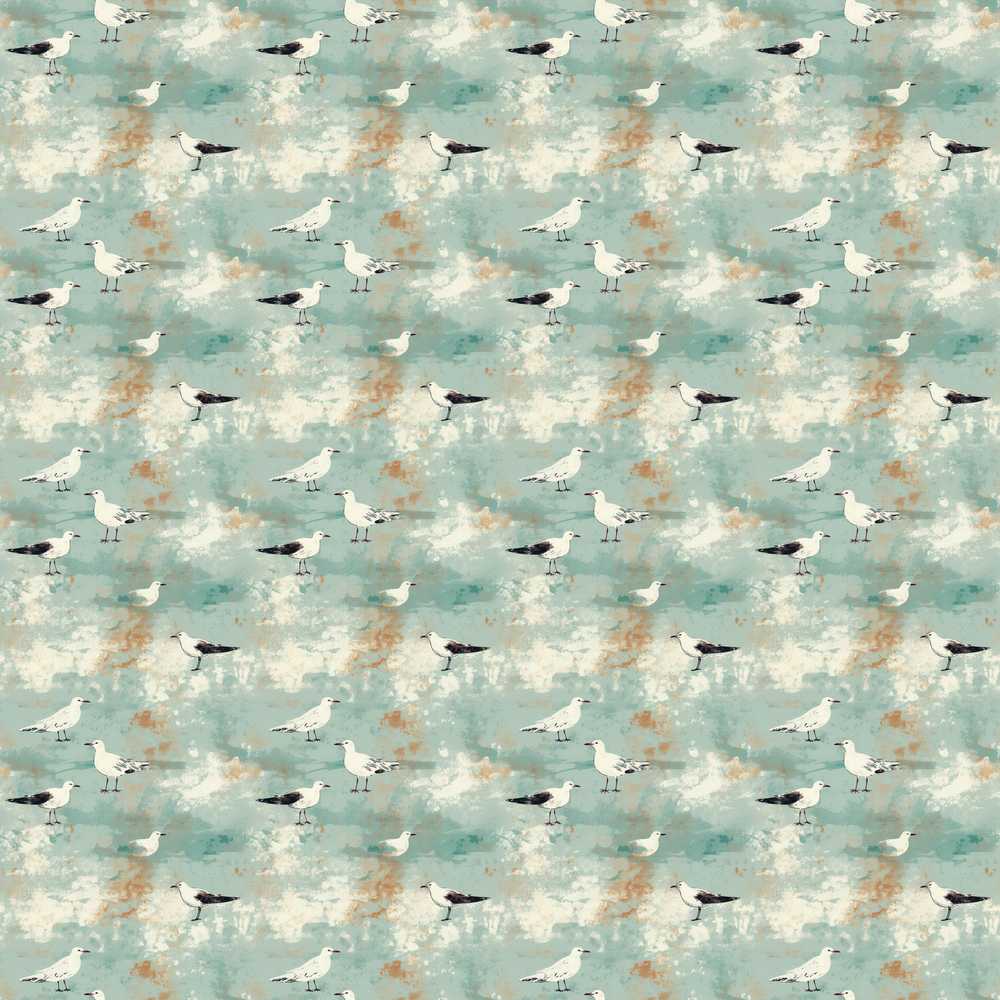 Vintage Style Seagulls on Textured Coastal Background Illustration