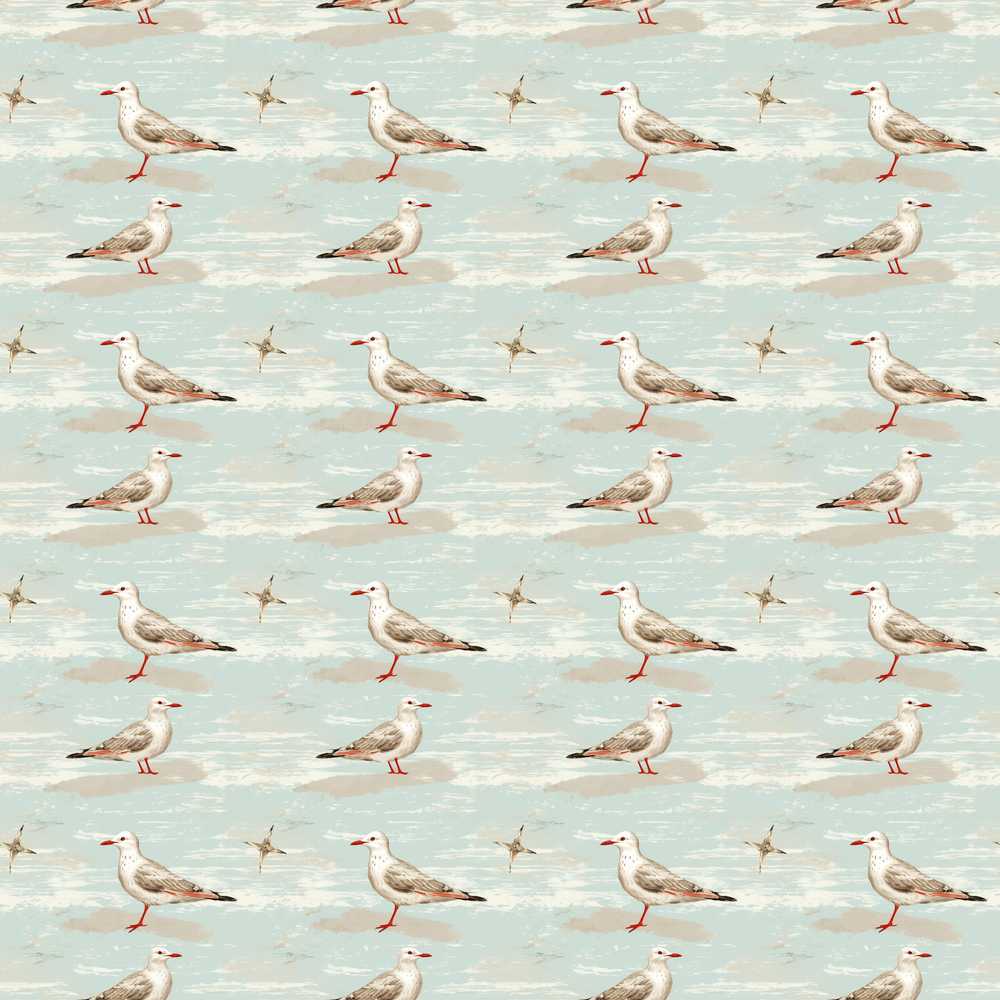 Realistic Seagulls with Starfish on Soft Beach Background