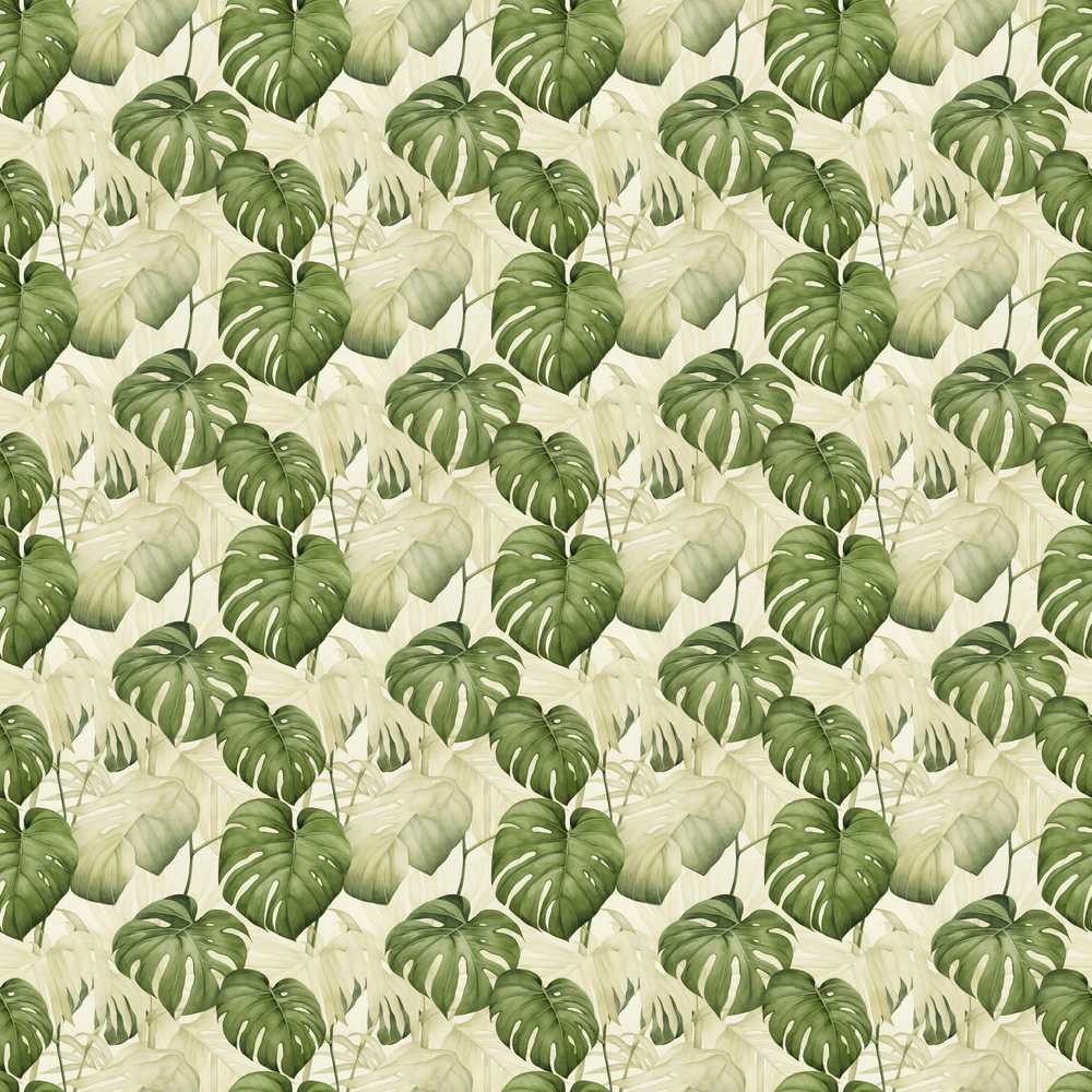 Tropical Monstera Leaves in Soft Green Tones Wildflower Pattern