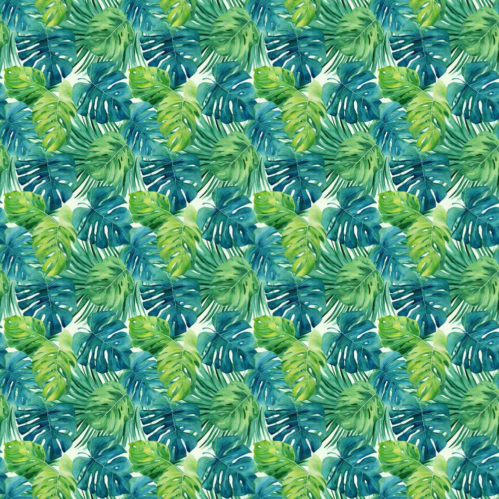 Layered Green Tropical Leaves Botanical Wildflower Pattern