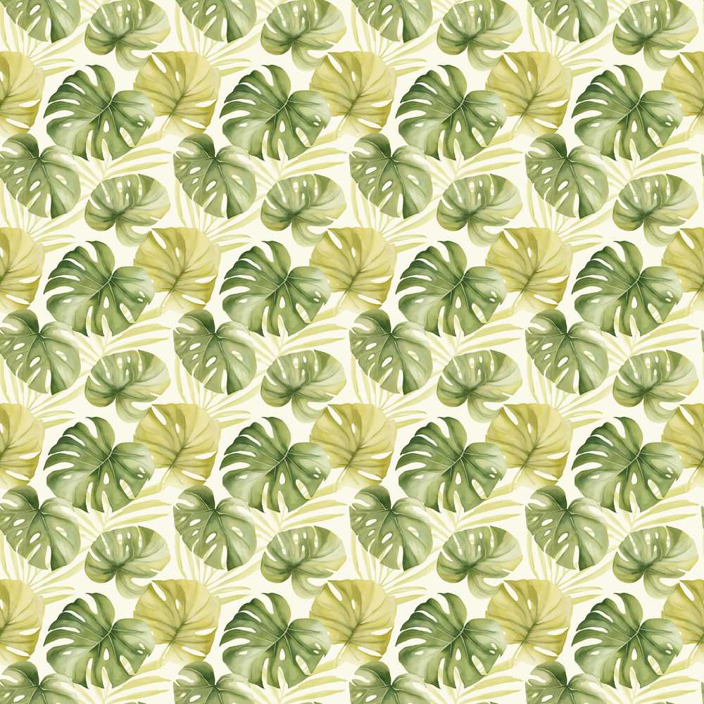 Soft Green and Yellow Monstera Leaves Botanical Wildflower Pattern