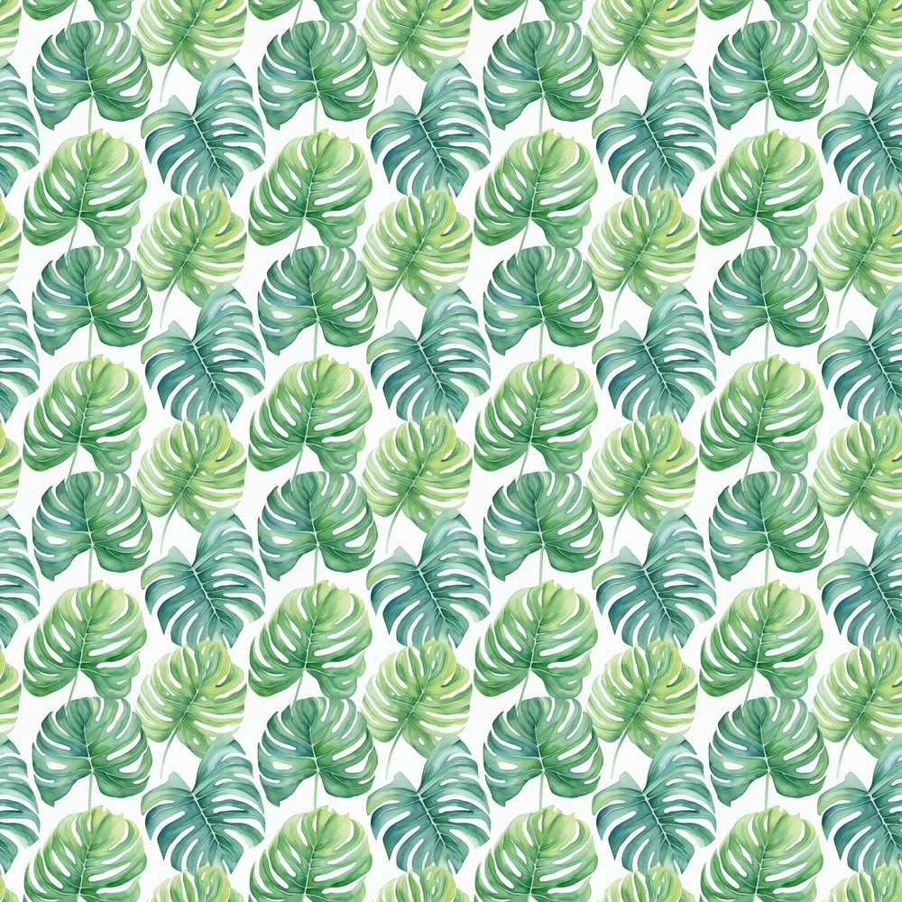 Fresh Watercolor Monstera Leaves in Soft Green Shades Wildflower