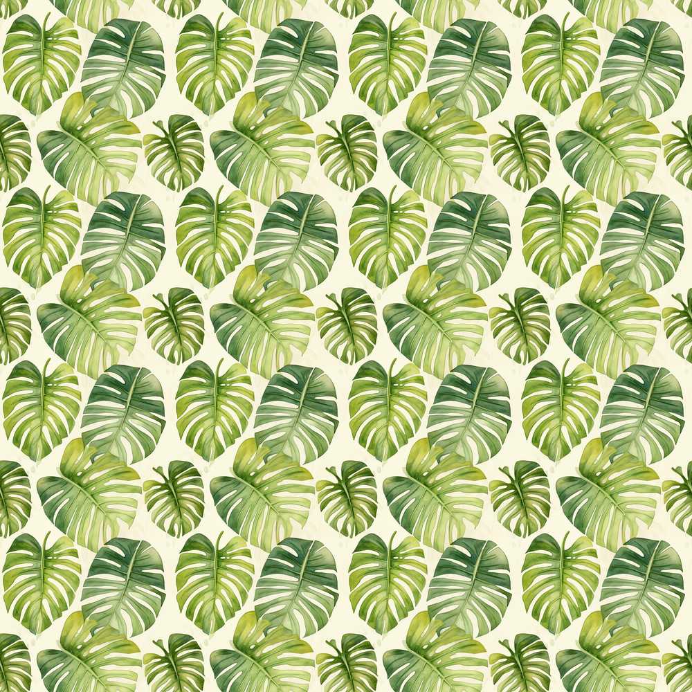Vibrant Green Monstera Leaf Arrangement Tropical Wildflower Pattern Botanical