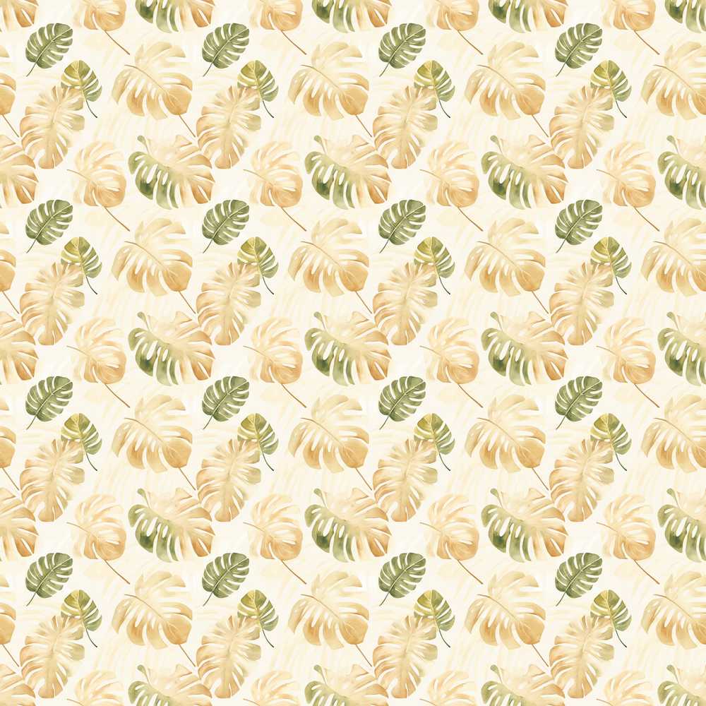 Warm Beige and Green Monstera Leaves Soft Tropical Wildflower