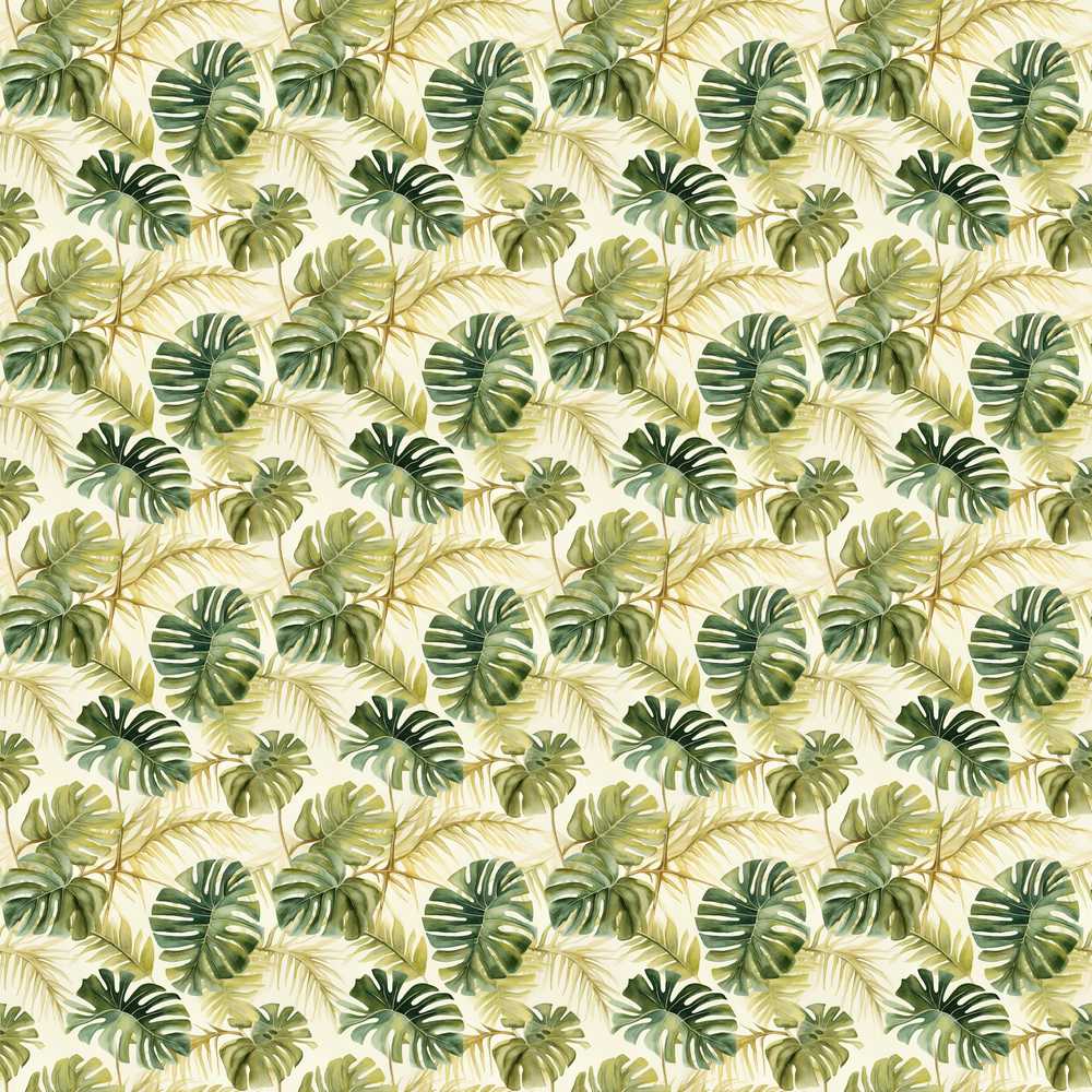Layered Tropical Monstera and Palm Leaves Natural Green Wildflower