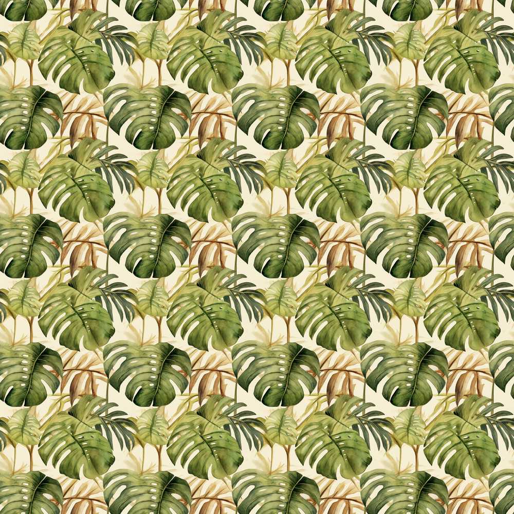 Earthy Botanical Monstera Leaves with Branch Details Wildflower Pattern