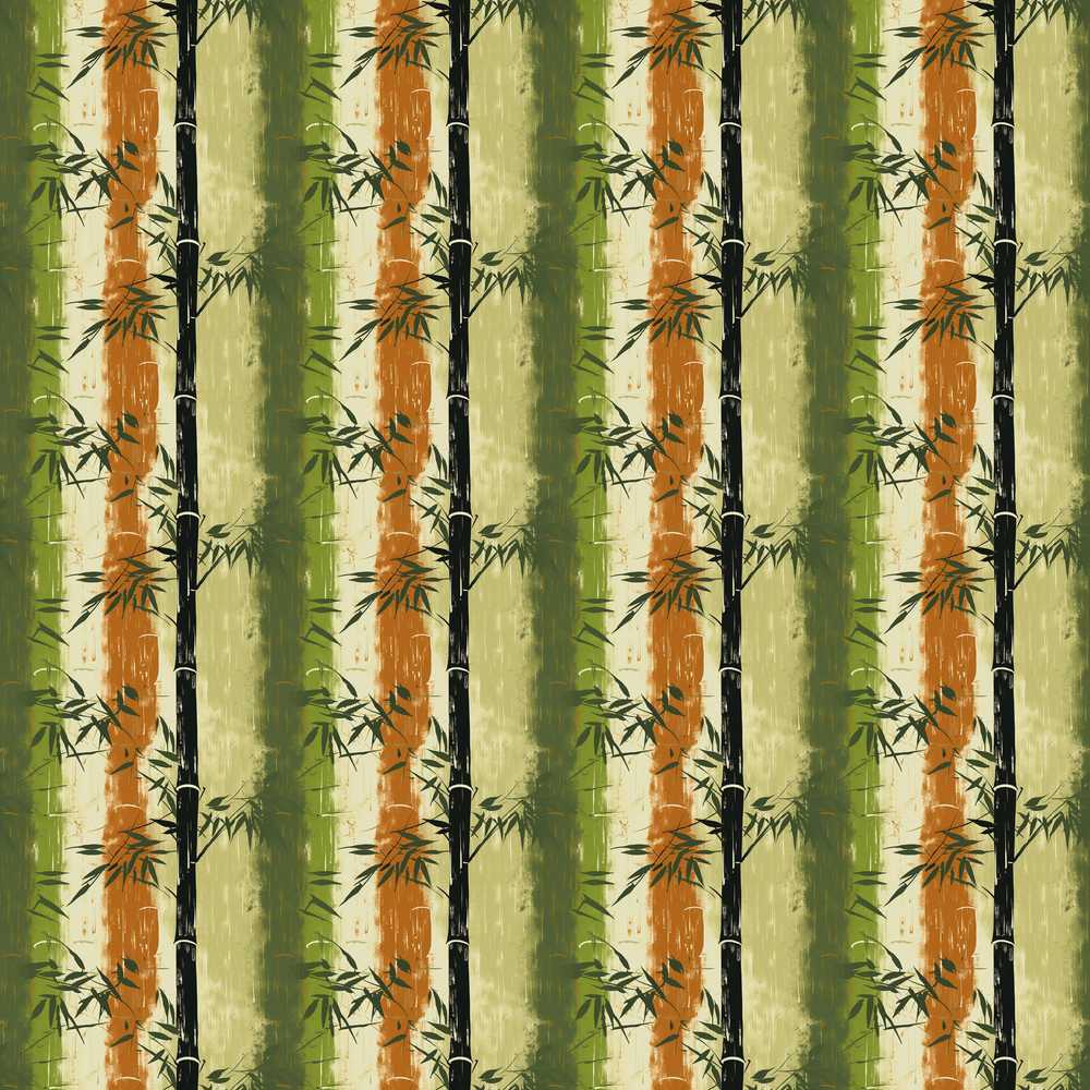 Abstract Bamboo Stalks withEarthy Green and Rust Brush Texture