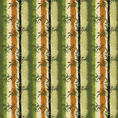 Abstract Bamboo Stalks withEarthy Green and Rust Brush Texture